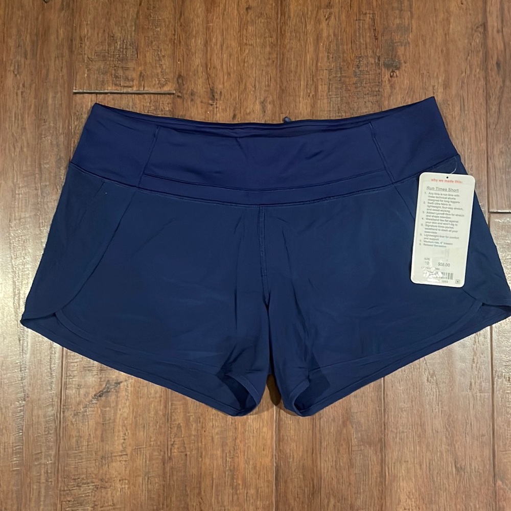 Lululemon, Run Times short, navy blue, size 10